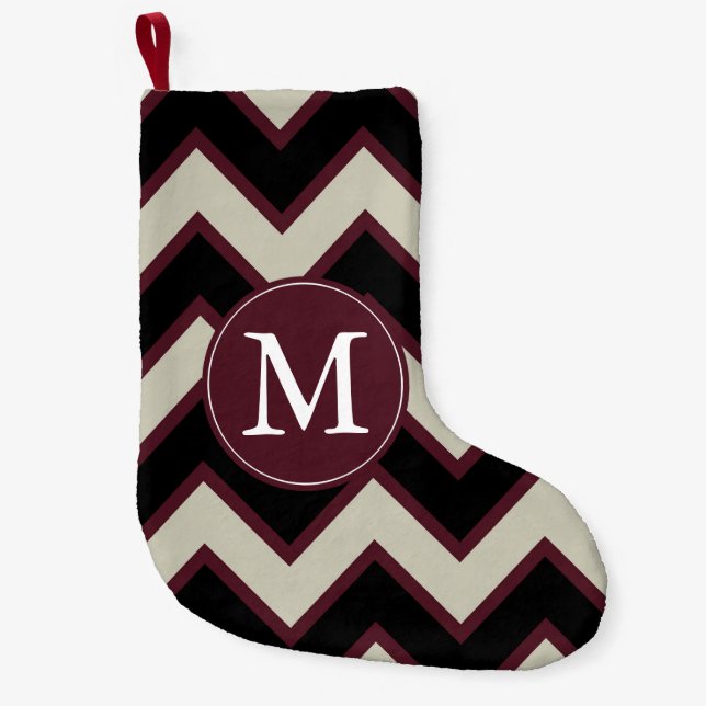 Zickzack Monogramm Kleiner Weihnachtsstrumpf (Vorderseite)
