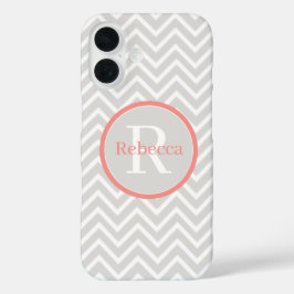 Zickzack Monogramm Korallen selten iPhone 16 Hülle
