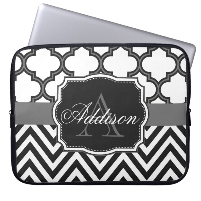 Zickzack Monogramm Laptopschutzhülle (Vorderseite)