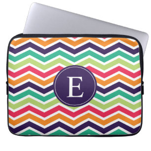 Zickzack Monogramm Lila-grünes Rosa Orange Laptopschutzhülle