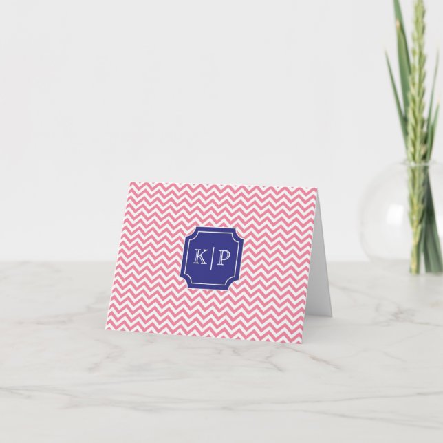 Zickzack Monogramm mit rosa Mini-Minikarte (Vorderseite)