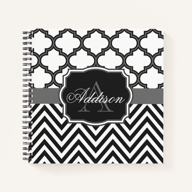 Zickzack Monogramm Notizbuch (Vorderseite)