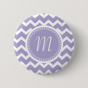 Zickzack Monogramm-Retro Lila und weiß Button