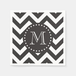 Zickzack Monogramm Schwarz/Weiß Zigzag Serviette