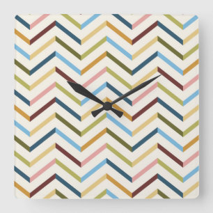 Zickzack MultiColor-Uhr Quadratische Wanduhr