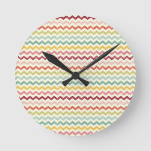 Zickzack Muster 4 Runde Wanduhr