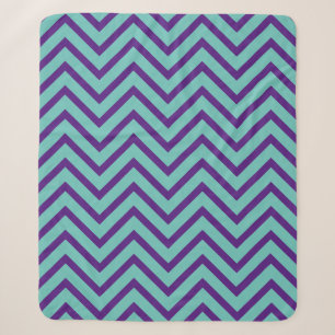 Zickzack Muster Aquamarin und Lila Sherpadecke