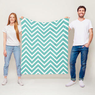 Zickzack Muster Aquamarin und weiß Fleecedecke