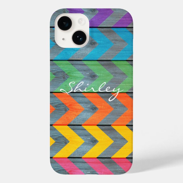 Zickzack Muster auf Holztextur von Shirley Taylor Case-Mate iPhone 14 Hülle (Rückseite)
