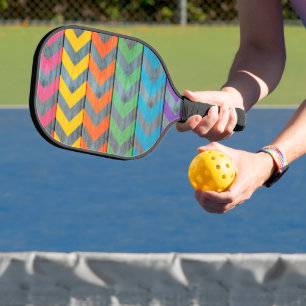 Zickzack Muster auf Holztextur von Shirley Taylor Pickleball Schläger