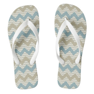 Zickzack Muster auf Leinenbeschaffenheit Flip Flops