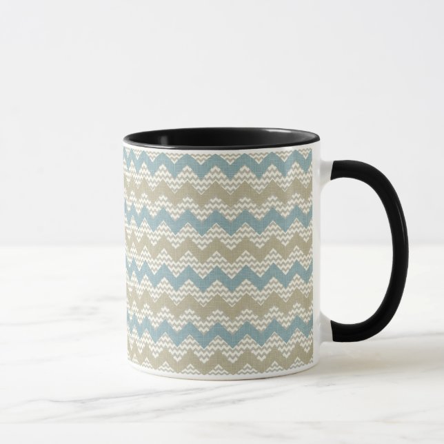 Zickzack Muster auf Leinenbeschaffenheit Tasse (Rechts)