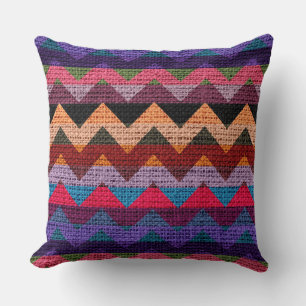 Zickzack Muster Burlap Rustic Jute #5 Kissen