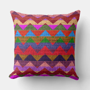 Zickzack Muster Burlap Rustic Jute #8 Kissen