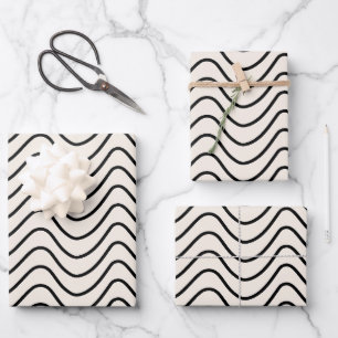 Zickzack Muster der Minimallinie Creme weiß und sc Geschenkpapier Set