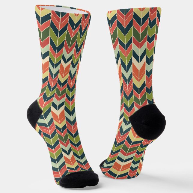 Zickzack Muster der Naturfarben Socken (Gewinkelt)