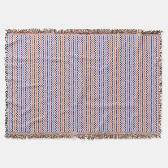 Zickzack Muster dunkelblau-orange und lila Decke (Vorderseite)