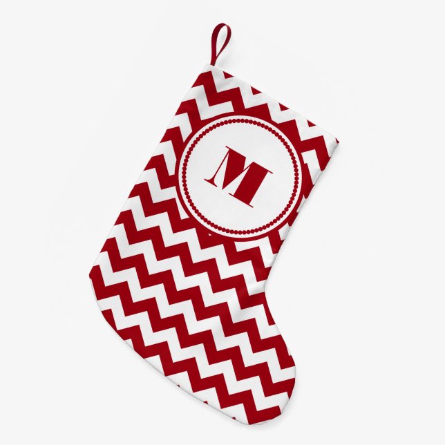 Zickzack Muster für festes Monogramm Kleiner Weihnachtsstrumpf (Vorderansicht (hängend))