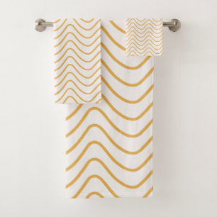 Zickzack Muster Gelb und Creme Zigzag Badhandtuch Set