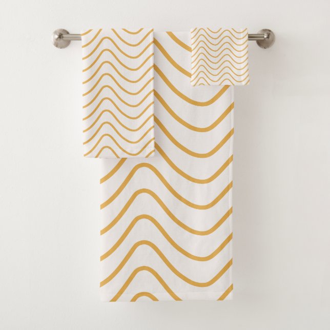 Zickzack Muster Gelb und Creme Zigzag Badhandtuch Set (Insitu)