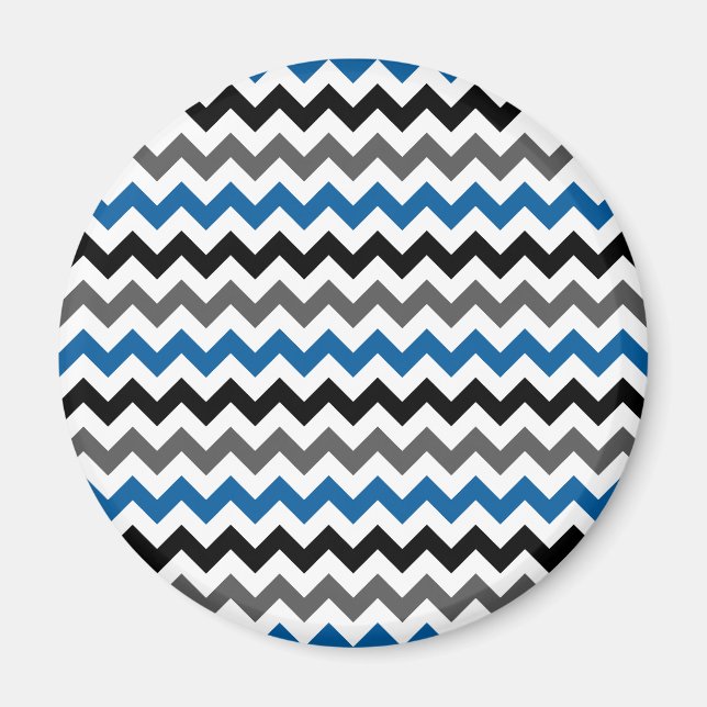 Zickzack Muster Hintergrund Blau Grau Schwarz-weiß Magnet (Vorne)