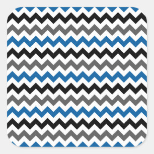 Zickzack Muster-Hintergrund-blaues Grau Quadratischer Aufkleber