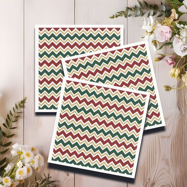 Zickzack Muster in den roten Grün Serviette (Von Creator hochgeladen)