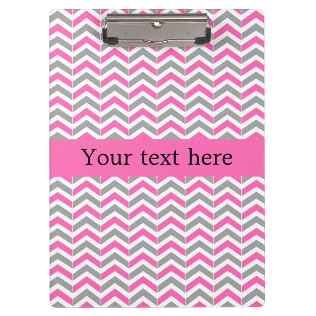 Zickzack Muster in Pink und Grau Klemmbrett (Vorderseite)
