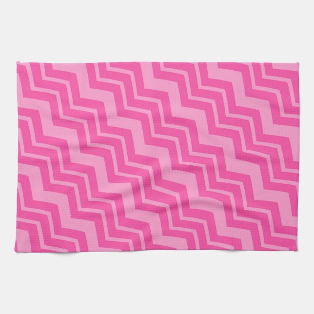 Zickzack Muster in rosa schwarz Zigzag Geschirrtuch (Horizontal)