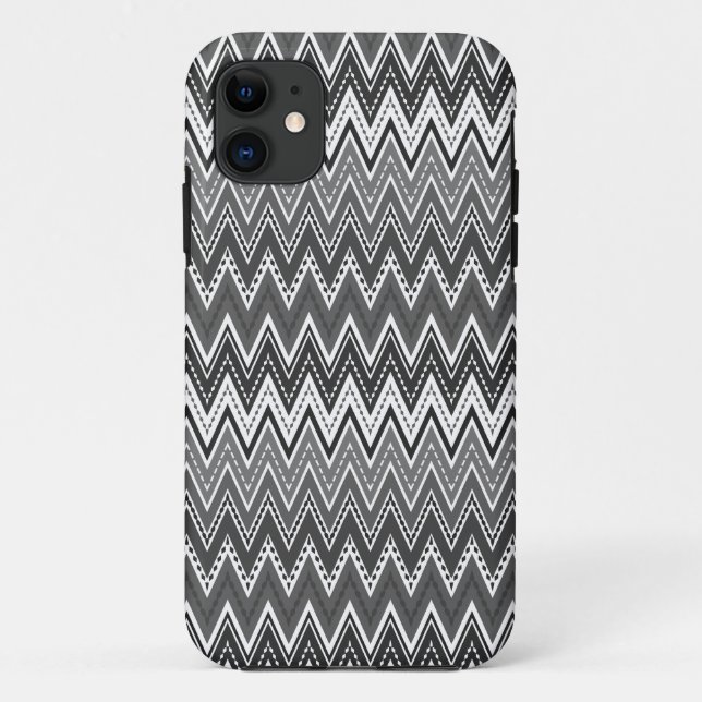 Zickzack-Muster in Schwarzweiß Case-Mate iPhone Hülle (Rückseite)