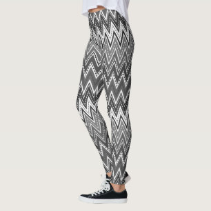 Zickzack-Muster in Schwarzweiß Leggings