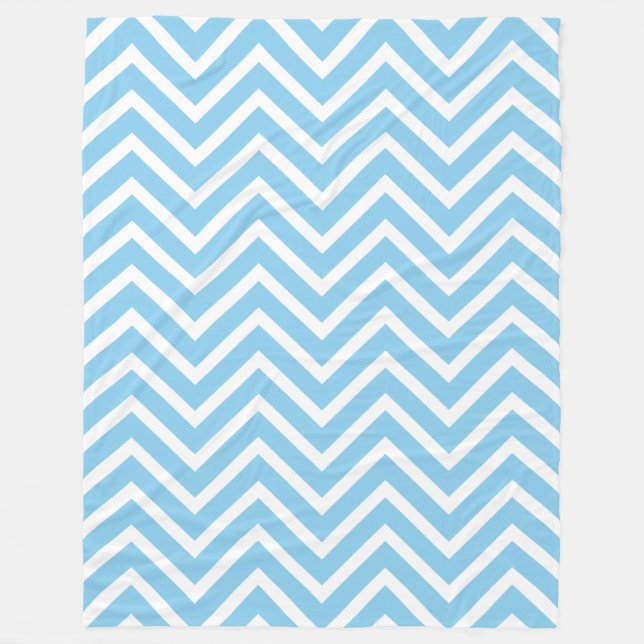 Zickzack Muster in Weiß und Baby Blau Fleecedecke (Vorderseite)