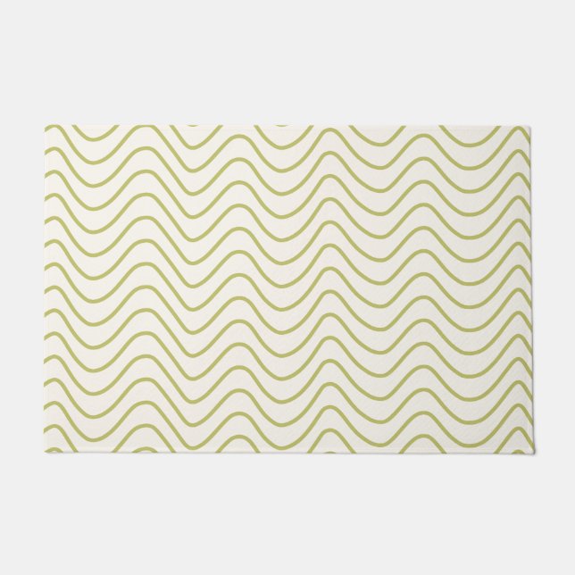 Zickzack Muster Lime Green auf Cream White Zigzag Fußmatte (Vorderseite)