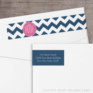 Zickzack Muster mit Monogram - Navy Magenta