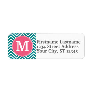 Zickzack Muster mit Monogramm - Rosa Aquamarin