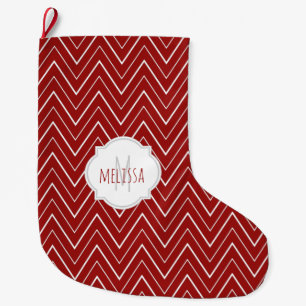 Zickzack Muster Monogram Weihnachtszeit Strumpf Großer Weihnachtsstrumpf