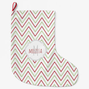 Zickzack Muster Monogram Weihnachtszeit Strumpf Großer Weihnachtsstrumpf