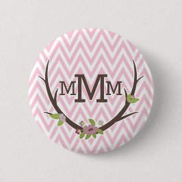 Zickzack Muster-Monogramm für die Blumenzweige Ros Button