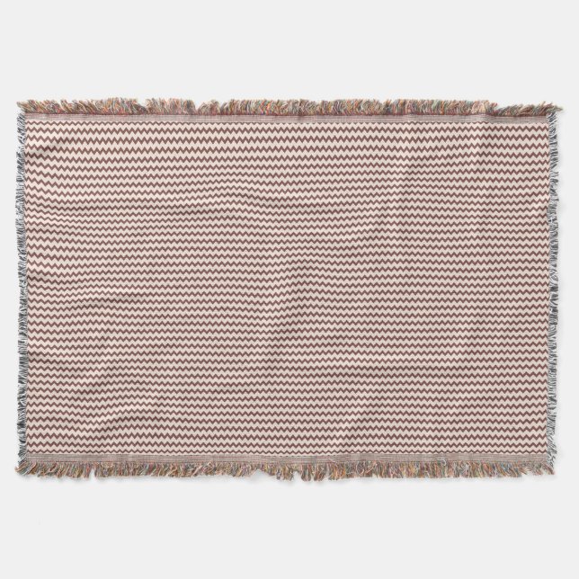Zickzack Muster, natürlich warm braun und blassros Decke (Vorderseite)