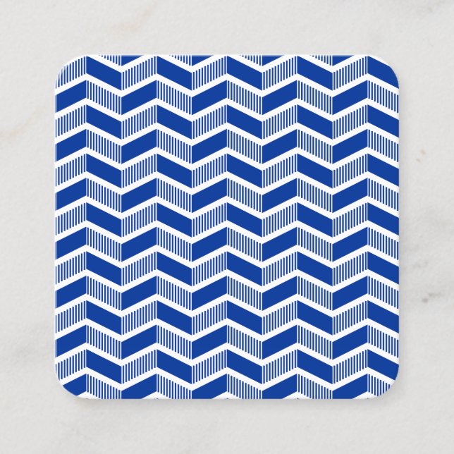 Zickzack Muster - Navy Blue und White Quadratische Visitenkarte (Vorderseite)