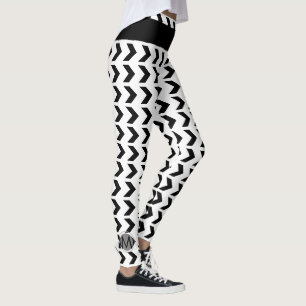 Zickzack Muster Niedliches Mit Monogramm Schwarz Leggings
