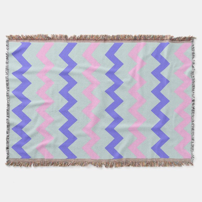 Zickzack Muster rosa blau Decke (Vorderseite)