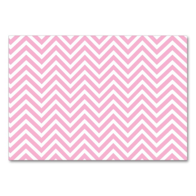 Zickzack Muster Rosa Weißes ZigZag Vintages Retro Tischnummer (Vorderseite)
