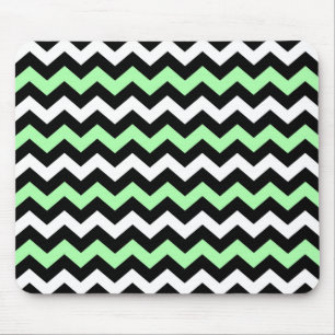 Zickzack-Muster (schwarz, grün, weiß) Mousepad