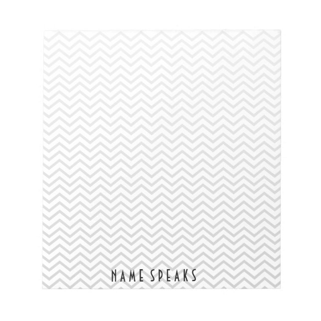 Zickzack Muster Zigzag Personalisiert Grau Notizblock (Vorderseite)