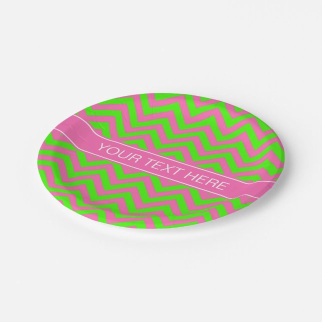 Zickzack Name Monogram Pappteller (Schrägansicht)