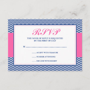 Zickzack nautischanker-blaue rosa Wartekarte RSVP Karte