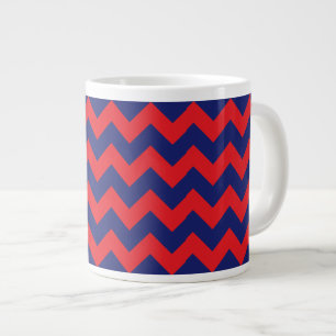 Zickzack (Navy Blue & Red) jede beliebige Größe an Jumbo-Tasse