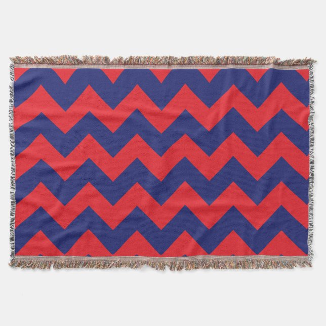 Zickzack | Navy Blue & Red | Typ/Größe | Benutzerd Decke (Vorderseite)