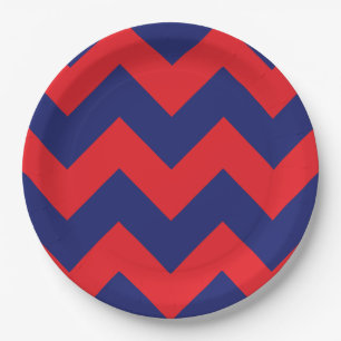 Zickzack   Navy Blue & Red   Typ/Größe   Benutzerd Pappteller